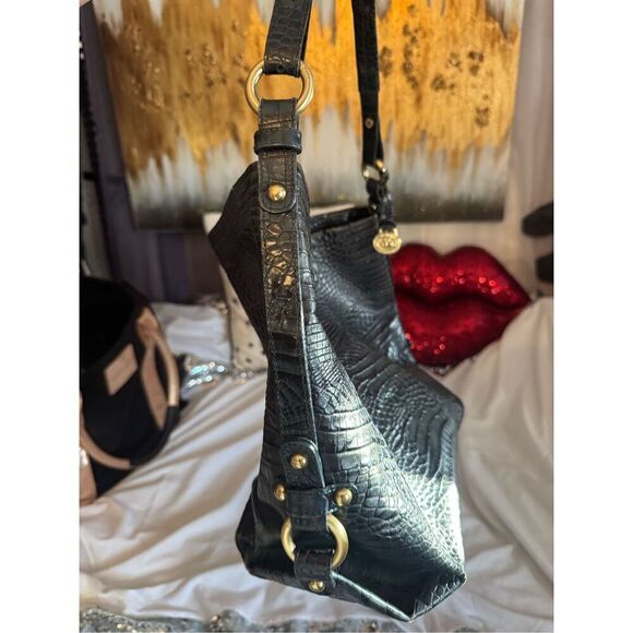 Vintage dark green/black brahmin Asher tote bag/purse pocketbook melbourne/asher - Picture 2 of 8